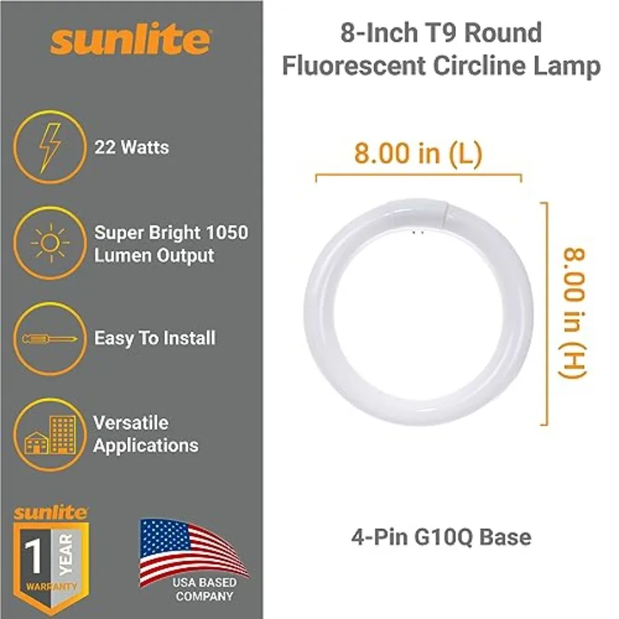 41314 FCT9/DL T9 Round Fluorescent Circline Lamp, 22 Watts, 1050 Lumens,,G10Q 4-P Base