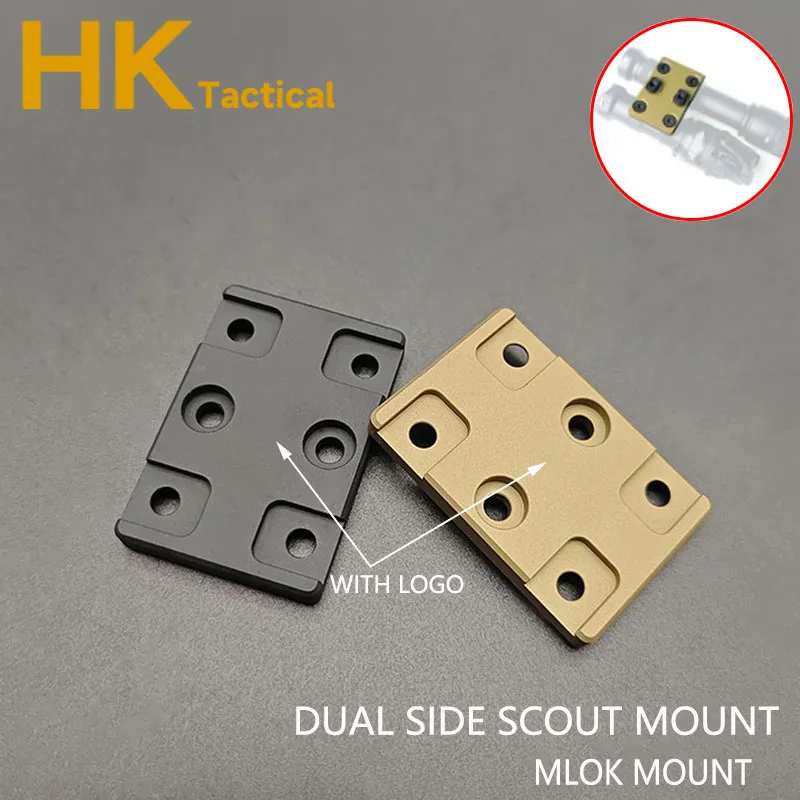 Dual Side Scout light Mount M-LOK Slot base Fit M300 M600 Flashlight Two Scout Lights Side by Side CNC Adapter Hunting Accessory