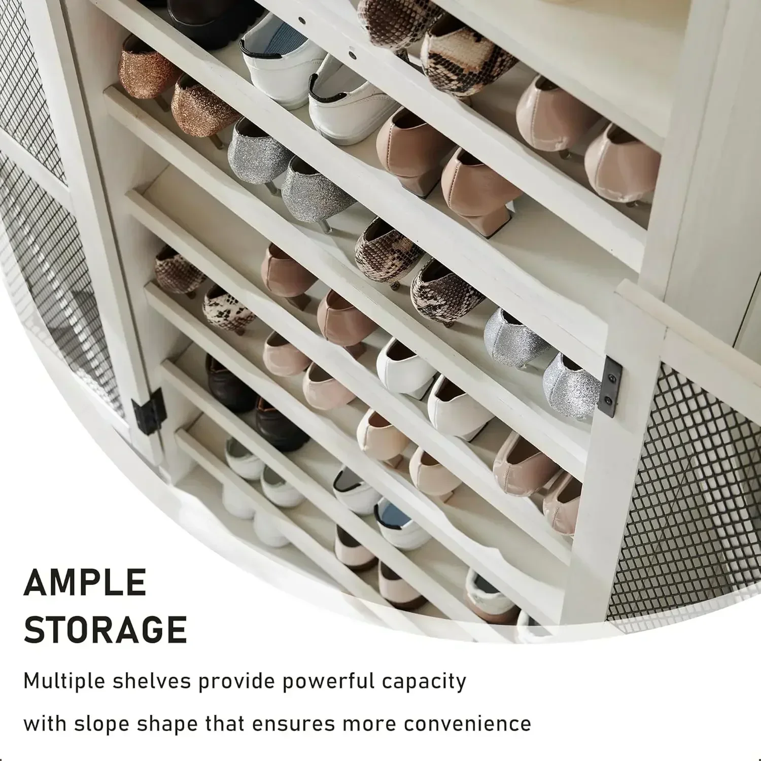 

[Free Shipping, New Arrival!]Farmhouse Shoe Cabinet, 72" Tall with Mesh Doors and Adjustable Shelves, Rustic Wooden Shoe Organiz