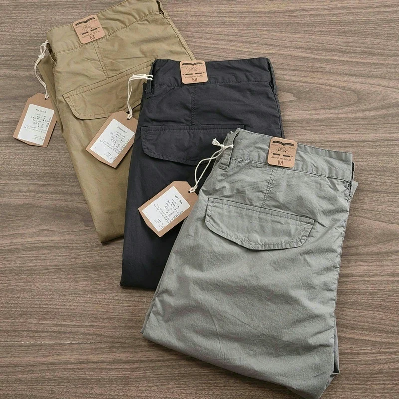 Casual Loose Straight Leg Cotton Summer Thin Workwear Pants for Men Breathable Comfortable Fashionable Long Trousers
