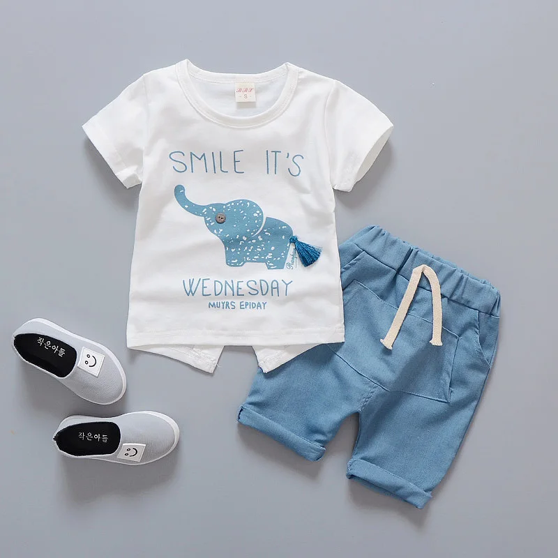 Infant Suit Baby Clothing Set for Boys Suit Summer Casual Clothes Set Print Top Shorts Jeans Outfit Kids Clothes