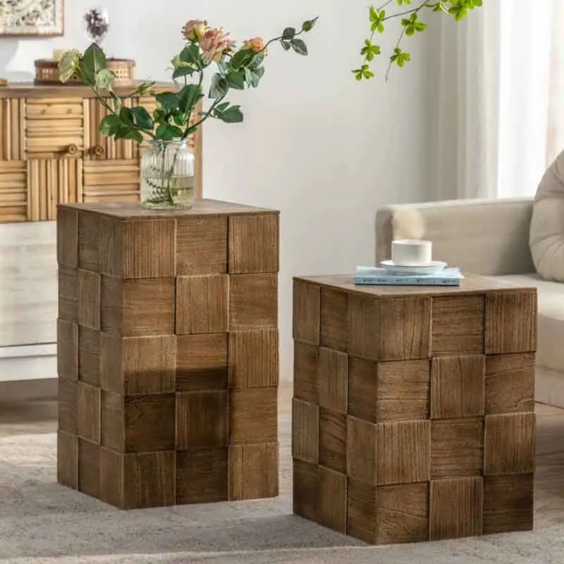 Solid Wood Coffee Table,Vintage Furniture,Living Room Sofa Side Table,Creative Tea Table,Modern Storage Desk,Wooden Storage Box