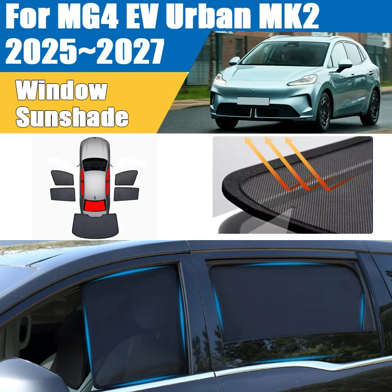 

Car Sun Shade For MG4 EV Urban MK2 2025-2027 Visor Mesh Blocks UV Rays Heat Insulation Windshield Frame Curtain Car Accessories