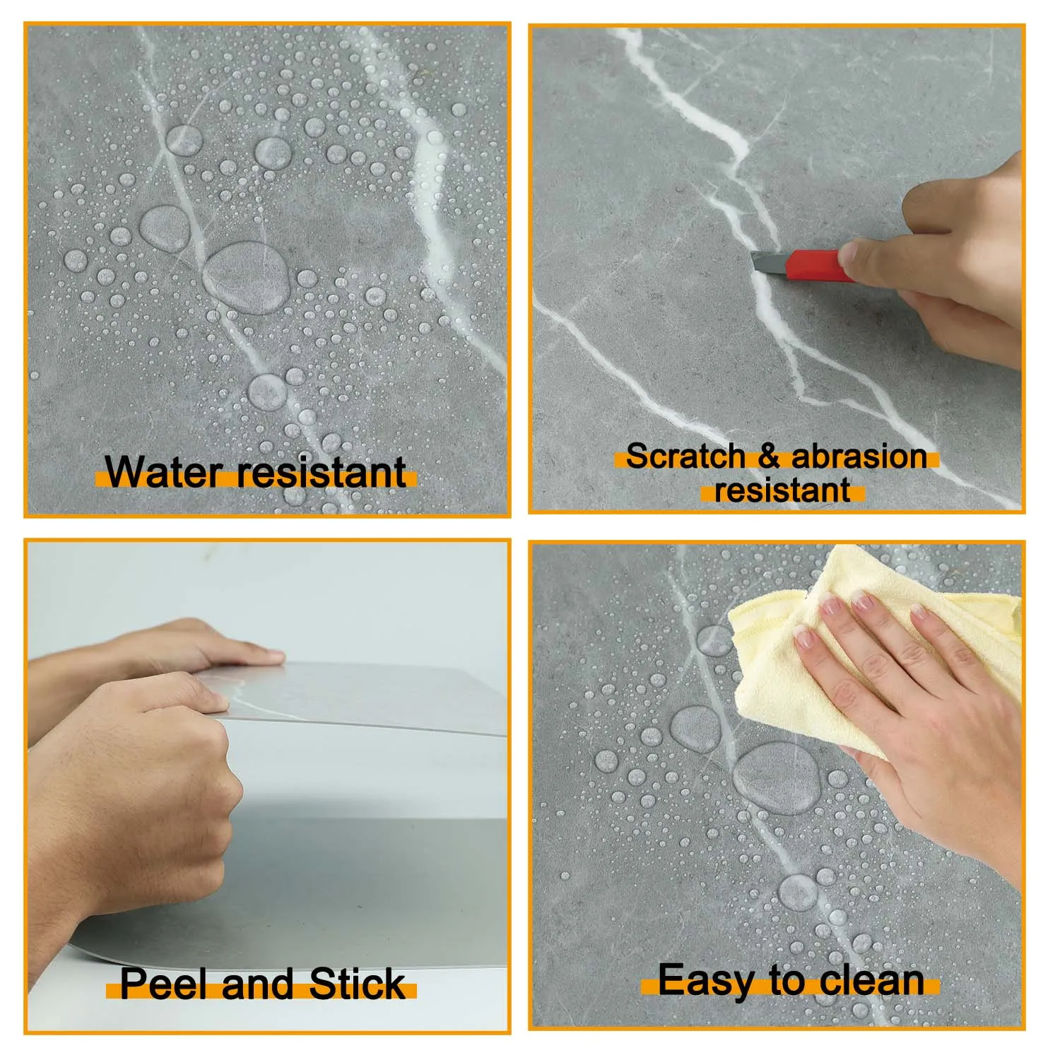 30 Pieces 12 in x 24 in Gray Peel and Stick Living Room Flooring (60 sq. ft./box) for US