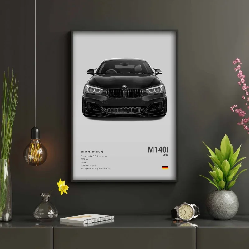 pop Black and White Poster Wall Art Luxury Super Car F80 M3 M140 GTR Canvas  Painting Print Home Living Room Decoration Gift