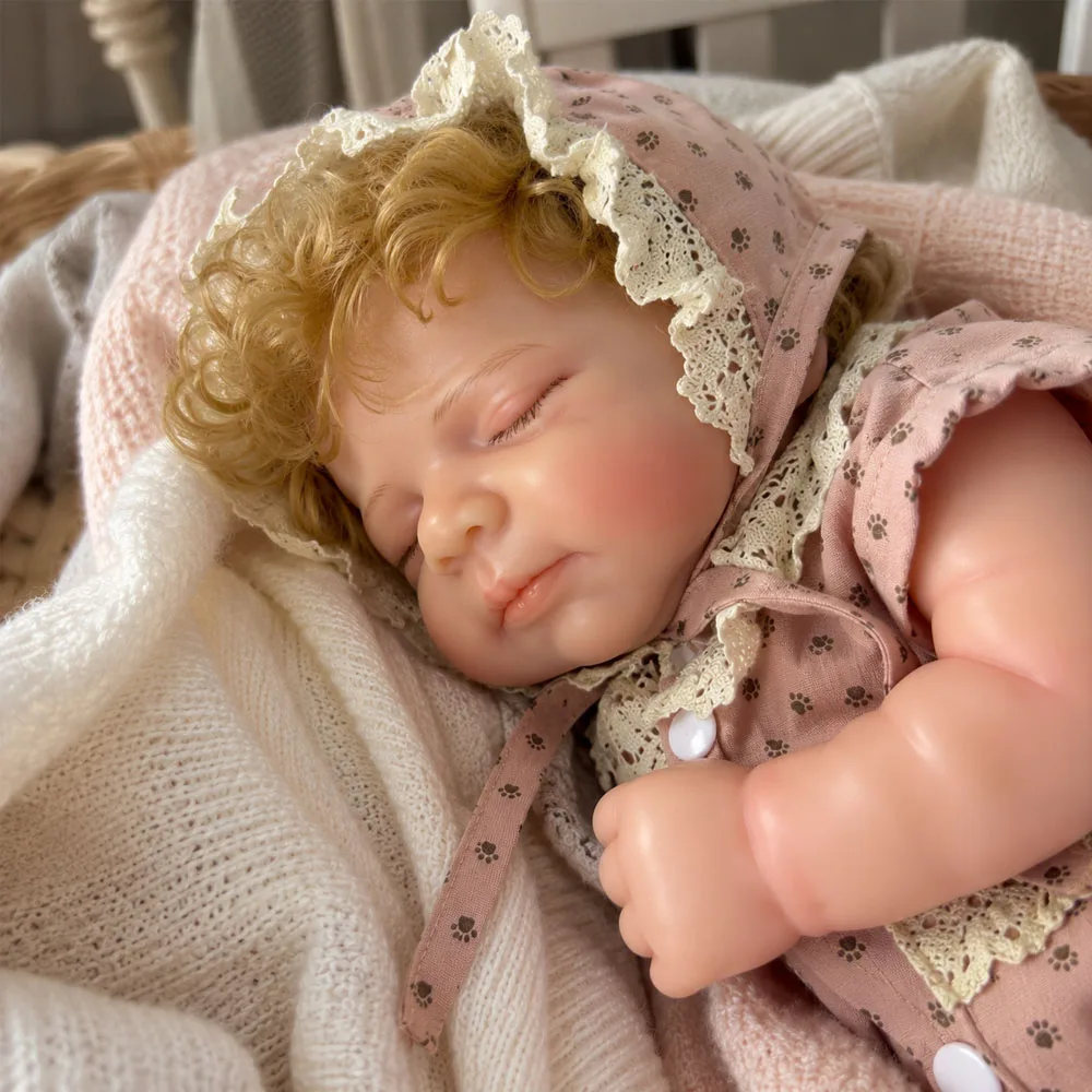 18 Inch Open Mouth Silicone Reborn Doll Rooted Hair Realistic Skin Soft Washable Cuddly Weighted Handmade Baby Doll