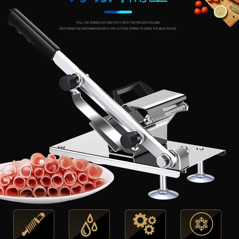 Household Small meat slicer Mutton roll slicer stainless steel Manual Frozen cut beef roll machine Fruit and vegetable Slicer