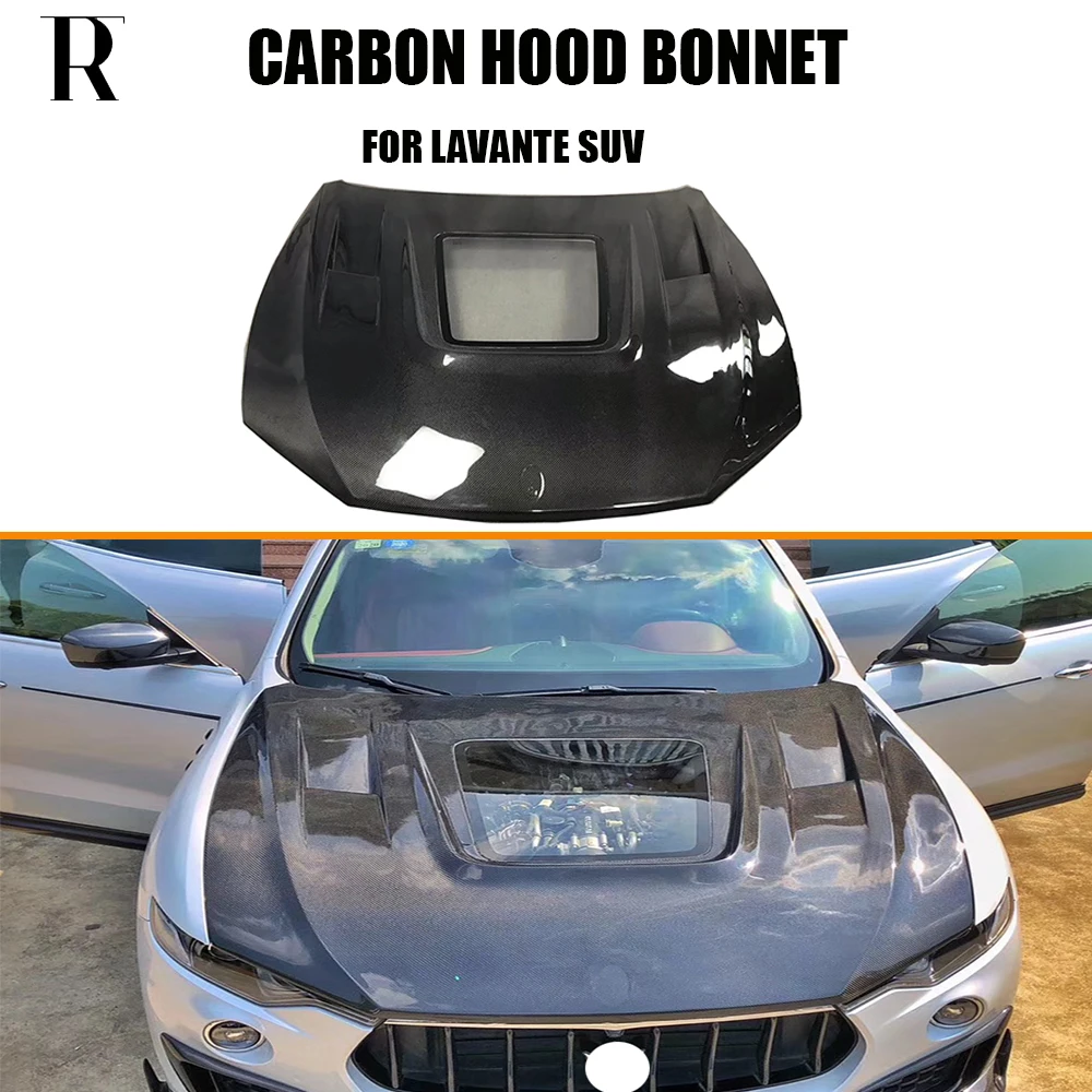 

Replaced Style Real Carbon Fiber Front Bumper Bonnet Glass Hood for Maserati Levante SUV 2017 UP