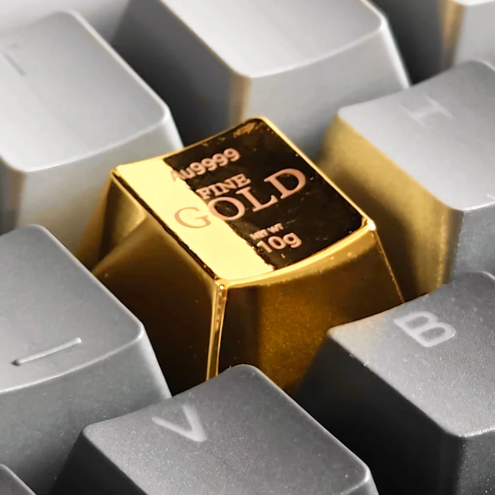Gold Zinc Alloy Personalized Fortune Freedom Poker Enter Arrow Keys Keycaps for MX Mechanical Keyboards