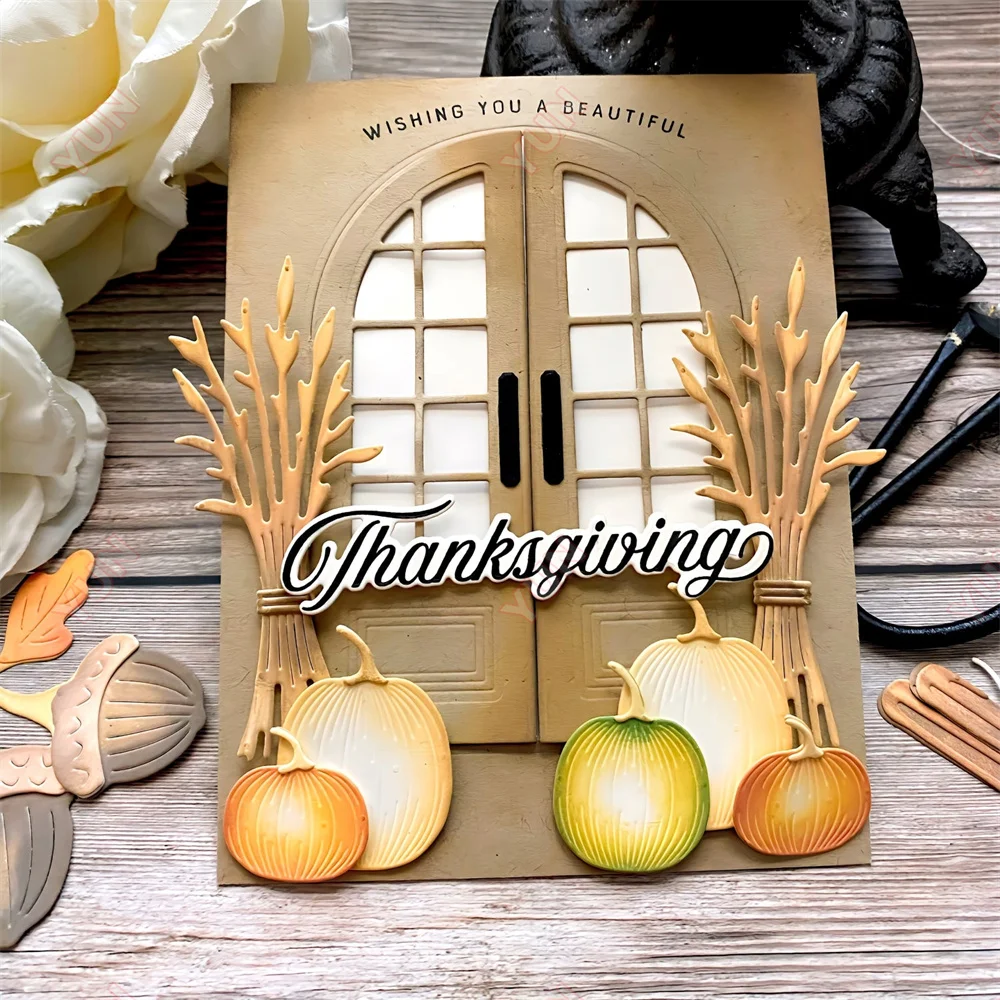 Autumn Harvest Corn Pumpkin Die Metal Cutting Dies DIY Scrapbooking Photo Album Decorative Embossing Handmade Greeting Card