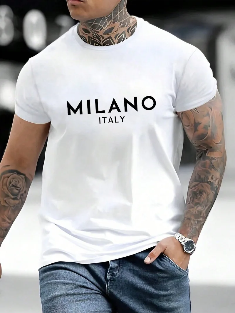 

Men's T-shirt, Comfortable Round Neck, Short Sleeve with Letter Print, Simple and Stylish Oversize T-shirt, Summer New