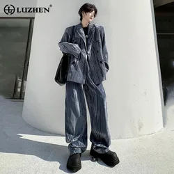 LUZHEN Personalized Trendy Suit Jackets Two-piece Sets Autumn Luxury Men's Clothing Stylish Elegant Straight Suit Pants LZ3333