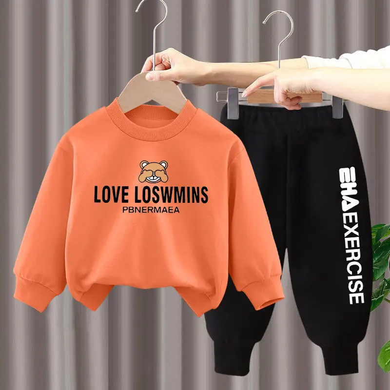 

Spring and Autumn Letter Print Hoodies Pants Fashion Set for Kids Sweatshirt Suits Boy Girl Clothing Children Casual Tracksuit