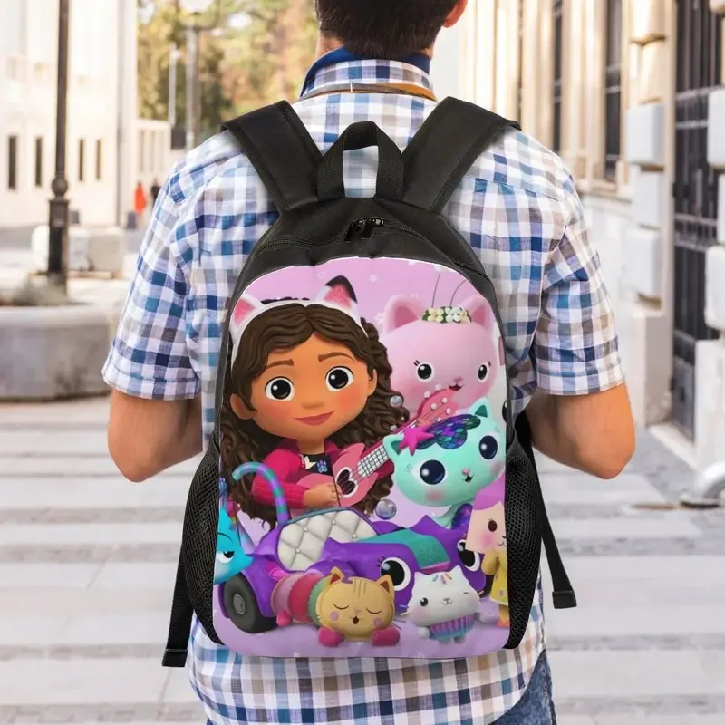 Cartoon Gabbys Dollhouse Travel Backpack Women Men School Computer Bookbag Gabby Mercat College Student Daypack Bags