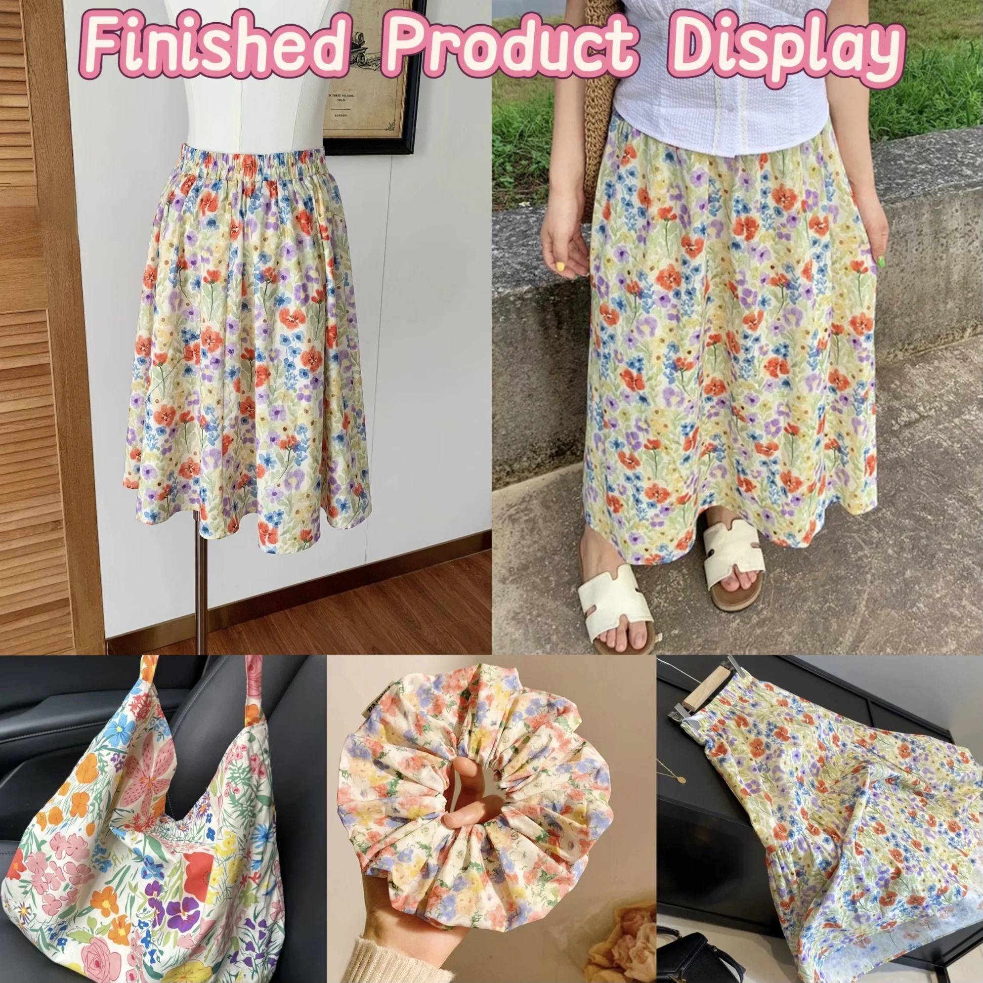 Vintage Floral Printed Fabric for Dressmaking Breathable Soft 100% Cotton for DIY Sewing Crafts Garment Home Textile Projects