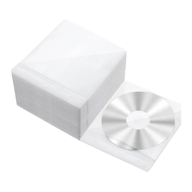 ABZL Double Sided Cd Sleeves 200 Pcs DVD Envelopes Refill Plastic Disc Holder Cases For Blank Storage Binders For Protection