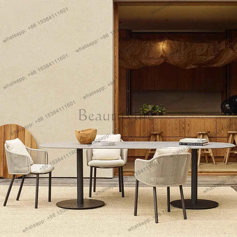 Outdoor Table and Chair Set for Courtyard, Rainproof and Sunproof, Leisure Sunroom Table and Chair Combination