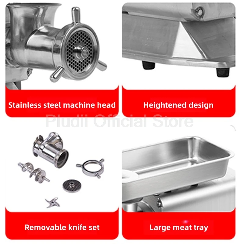 Moedor de carne elétrico comercial 2200W de aço inoxidável resistente 3 em 1 enchedor de salsicha picador de vegetais para cozinha de restaurante