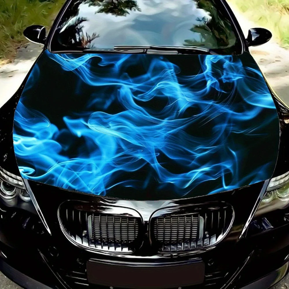 

Elegant Blue Flame Car Hood Coating, PVC Waterproof Car Hood Sticker, Self-adhesive Scratch Resistant Sticker, Used for Engine H