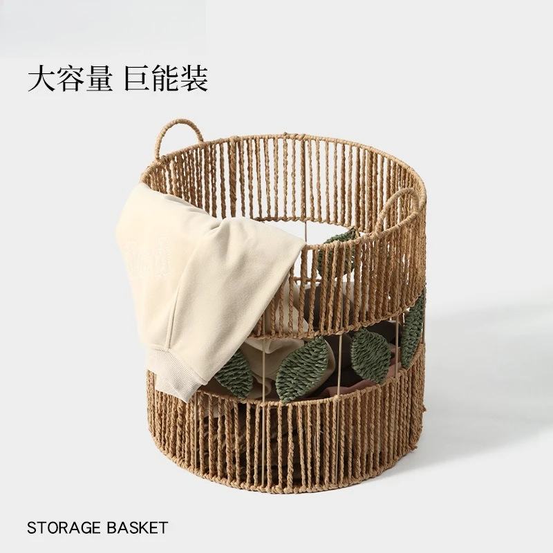 Dirty basket Household imitation rattan storage basket Hand woven large capacity hotel bedroom bathroom