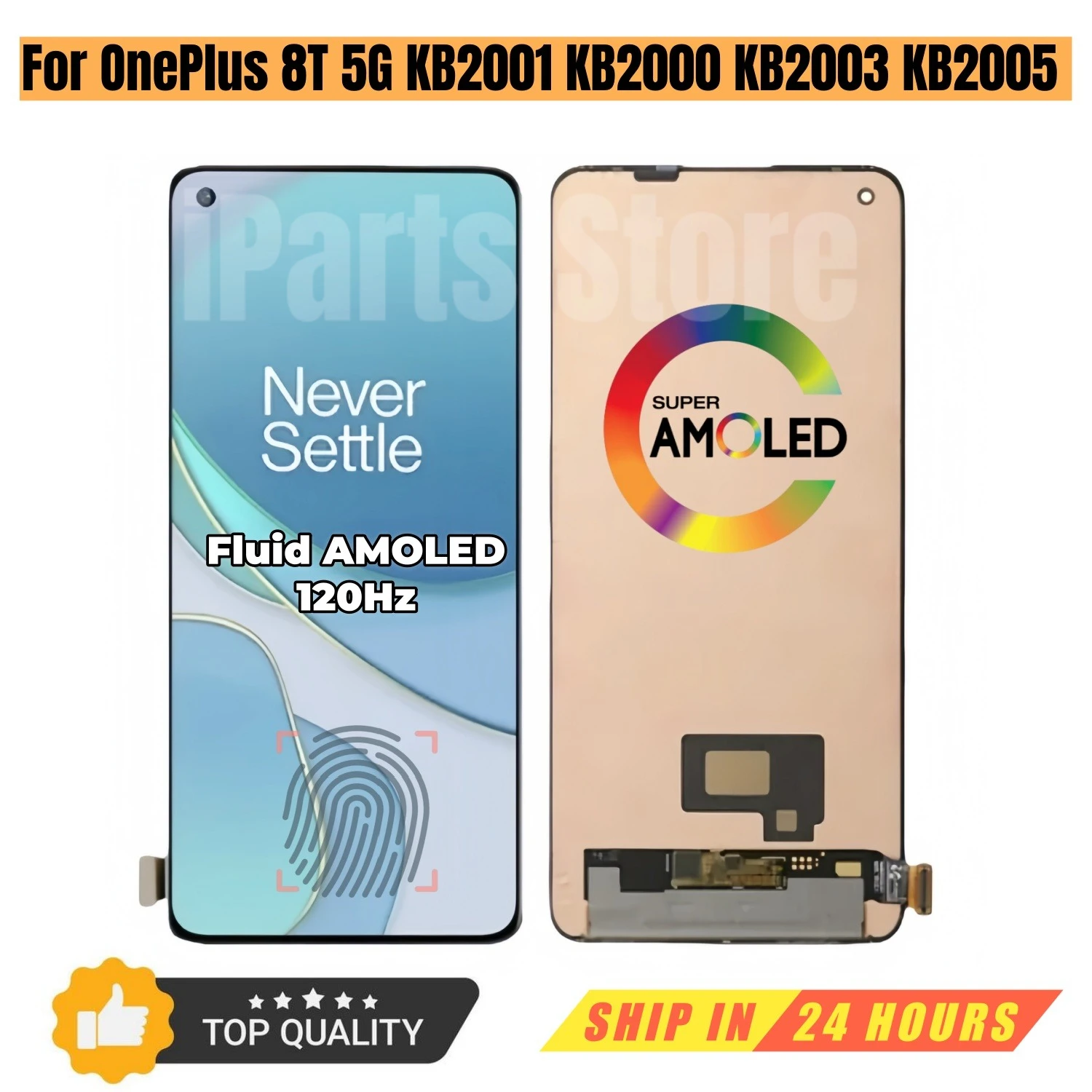 Сменный дисплей iParts для OnePlus 8T 5G KB2001 KB2000 KB2003 KB2005 120 Гц AMOLED сенсорный экран с дигитайзером в сборе OEM протестировано
