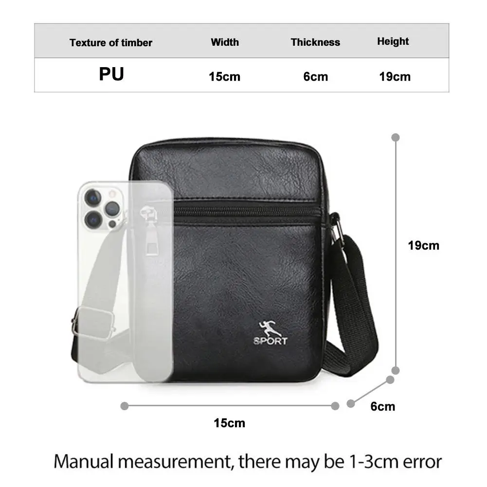 Men PU Leather Crossbody Messenger Bag Office Worker Sling Shoulder Bags Office Worker Sling Messenger Shoulder Bags Travel