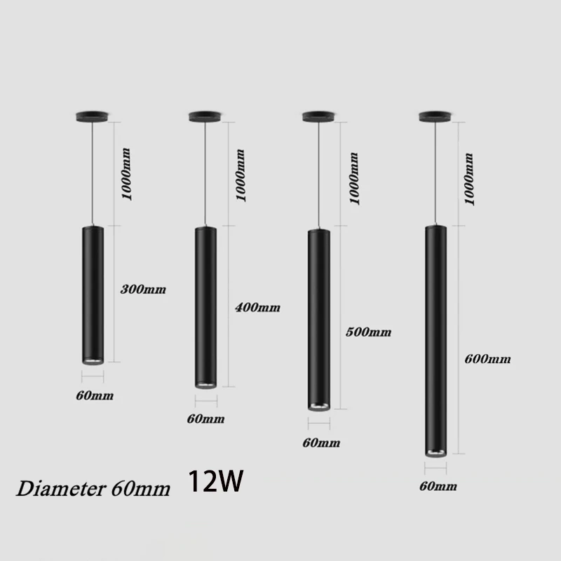 Nordique Long Tube Dimmable 7W 12W pendentif lumières suspendus cuisine lumière longueur réglable maison salle à manger éclairage lumières