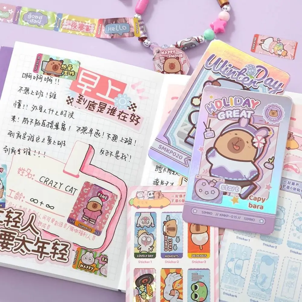 

Creative Capibala Stickers Bracelets Set DIY Colorful Scroll Stickers Bracelet Cartoon Animal Tear-proof