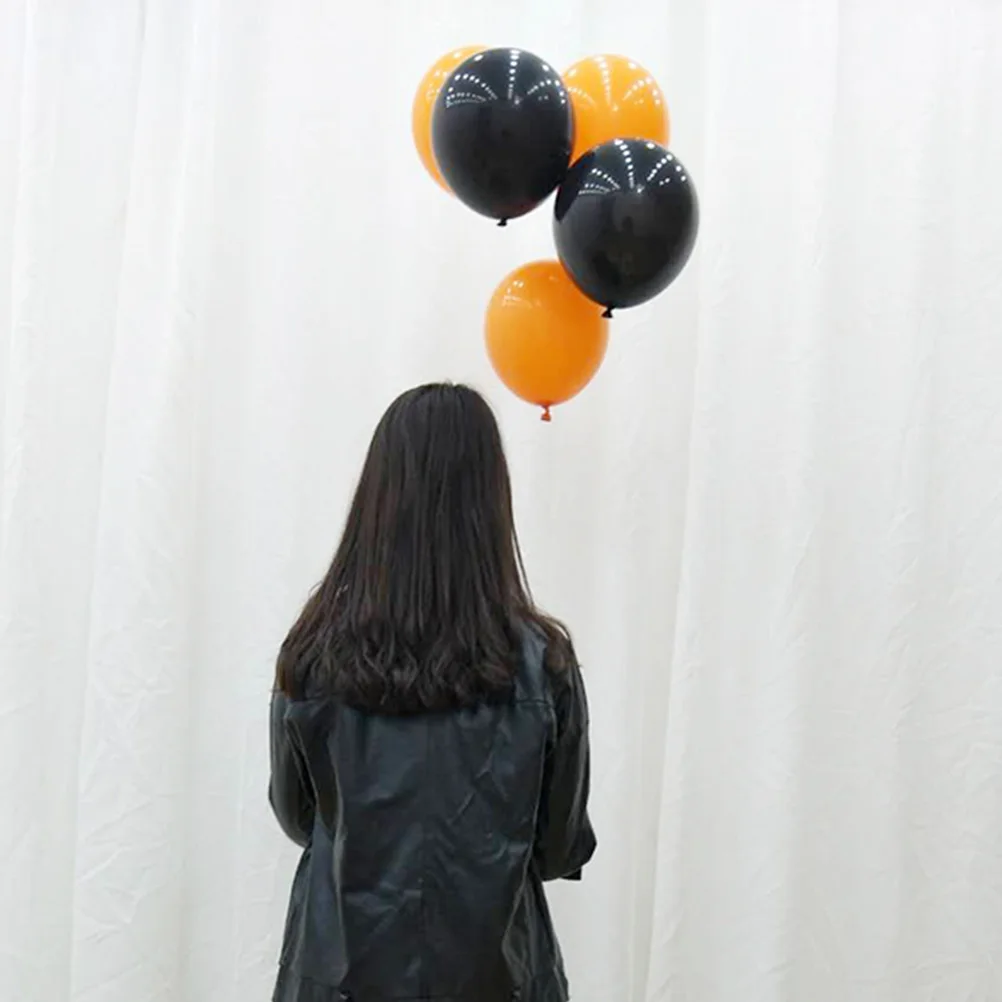 

100Pcs Halloween Balloons Orange Black Latex Party Supplies Decorative Balloons for Halloween Party Backdrop Decoration