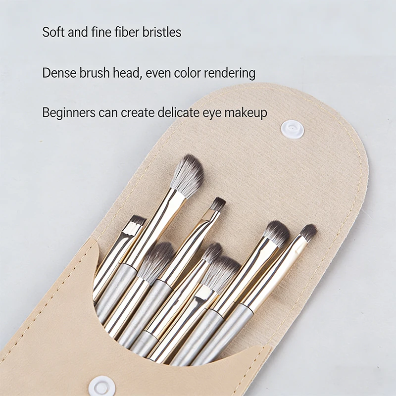 

8PCS Animal Hair Eye Makeup Brushes Set Soft Bristles with Portable Pouch for Beginners