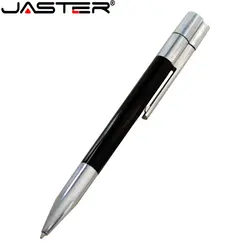 JASTER Ballpoint USB Flash Drive 64GB Real Capacity Metal Pen drive 32GB Blue Memory Stick Free Custom logo Pendrive Cool Gifts