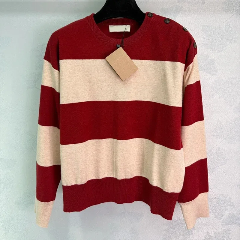 

High quality Women Fashion Sweater Pullover Soft Cotton O Neck Ladies Vintage Loose Female Striped Casual Knitwear 25627101
