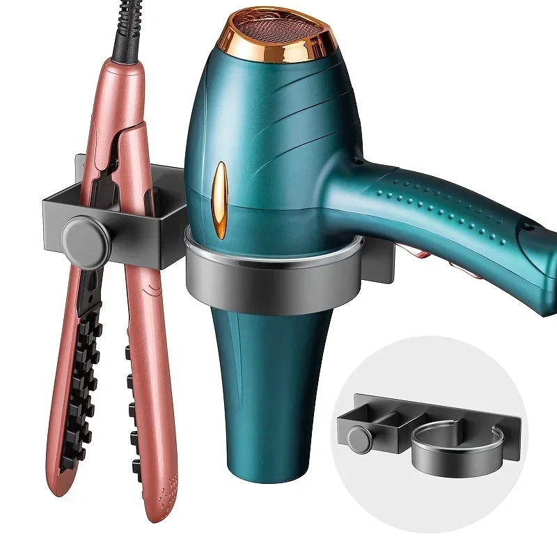 

Настенная полка для хранения фена, выпрямителя и утюга без сверления отверстий в ванной комнате