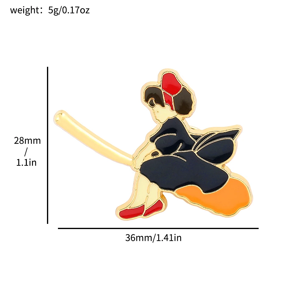 2 قطعة أنيمي كيكي رائعة خدمة التوصيل بروش الإبداعية المينا دبوس شارة معدنية مجوهرات الملابس على ظهره اكسسوارات هدية