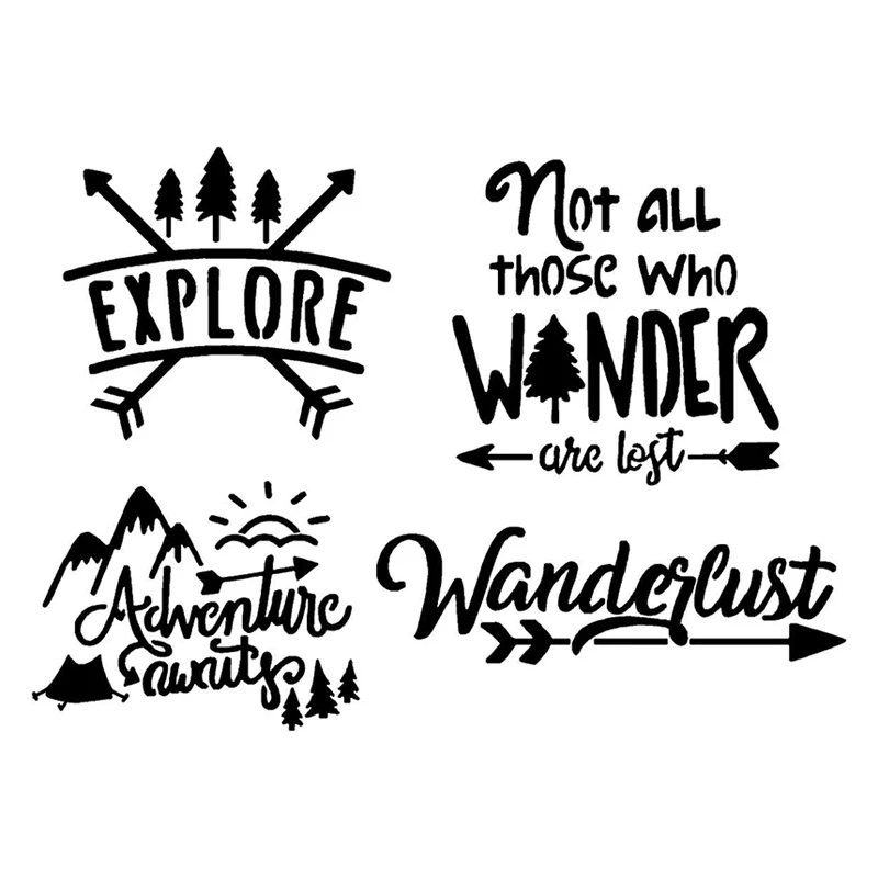 

22027# Explore Decal 4 Pack Adventure Awaits, Not All Those Who Wander are Lost, Wanderlust Car Sticker Car Accessories