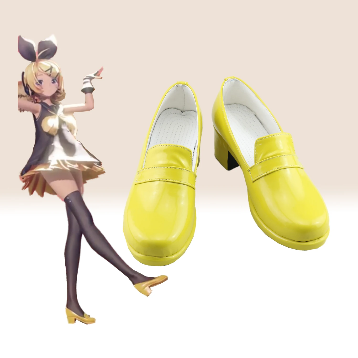 

Anime Virtual Singer Kaga Mine Rin Cosplay Yellow Handmade Shoes