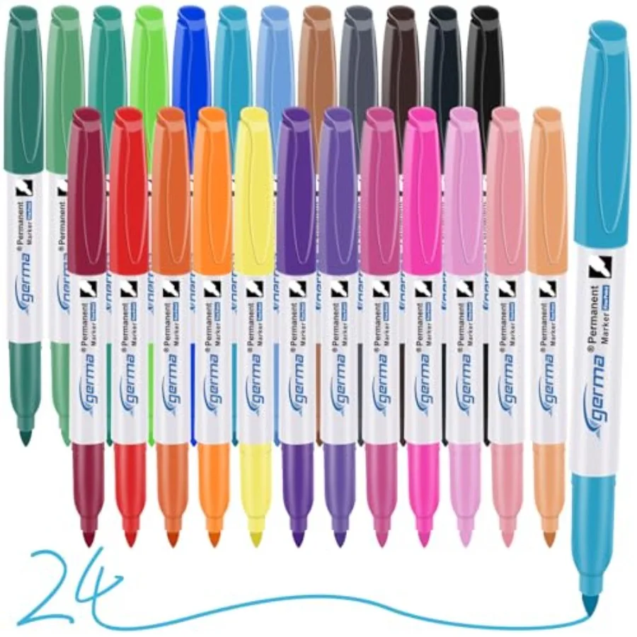 

Permanent Markers Assorted Colors, Fine Tip, Vibrant ed Permanent Markers, Waterproof, Fade-resistant, Works on Paper, Glass, P