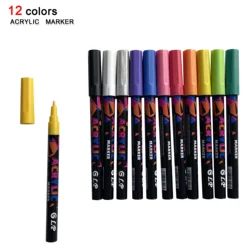 12 Colors Chinese style Acrylic Markers Pen Art valve Width for Rock Stone Ceramic Porcelain Mug Wood Fabric Canvas Marking
