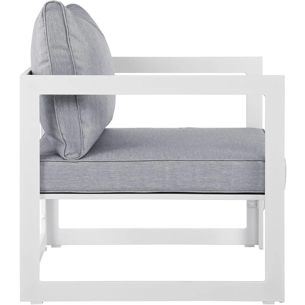 Fortuna Aluminum Outdoor Patio Armchair in White Gray