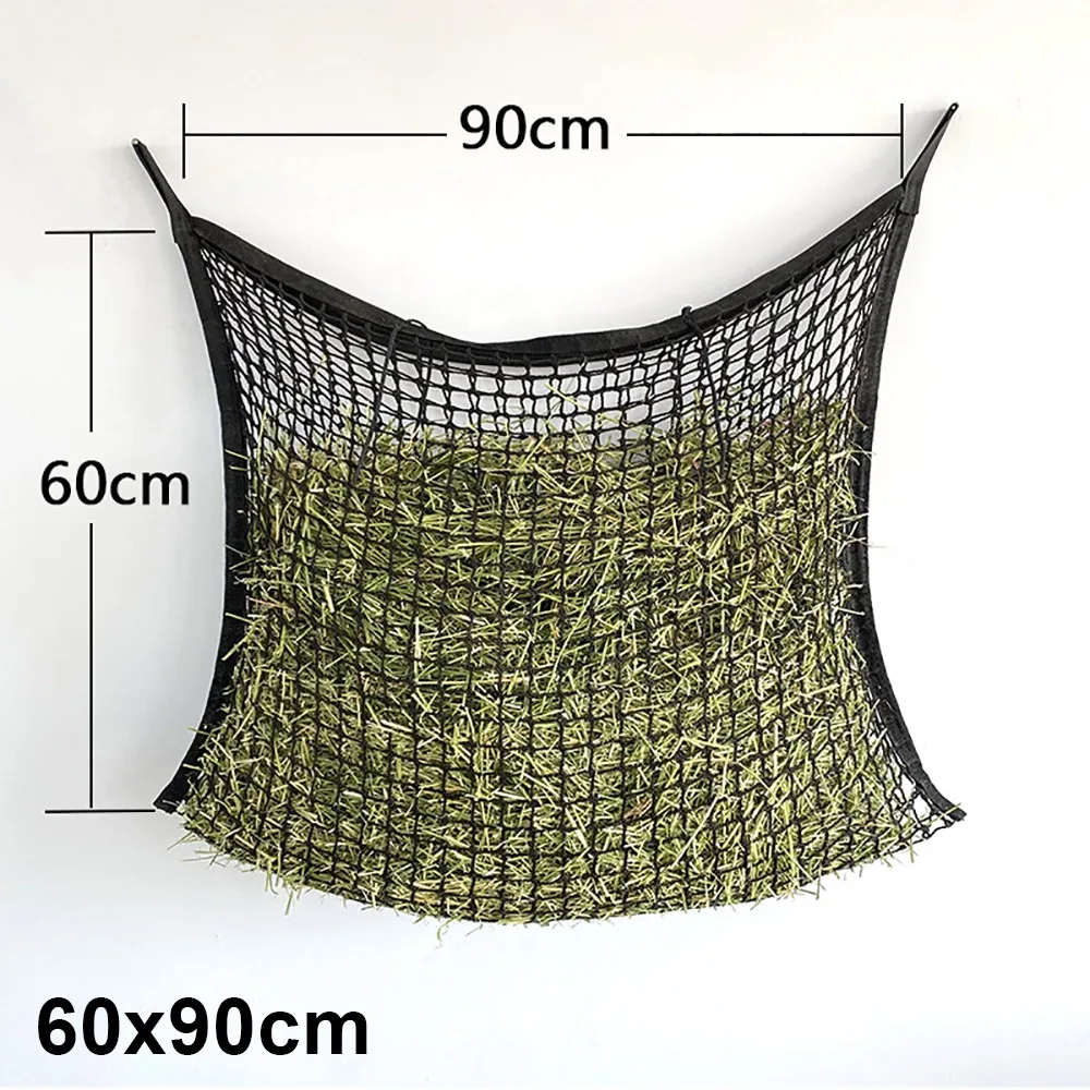 1 قطعة جديد تغذية بطيئة القش صافي معلقة 80x90 سنتيمتر الحصان القش حقيبة سعة كبيرة القش المغذية حقيبة للخيول الماعز الأغنام #5