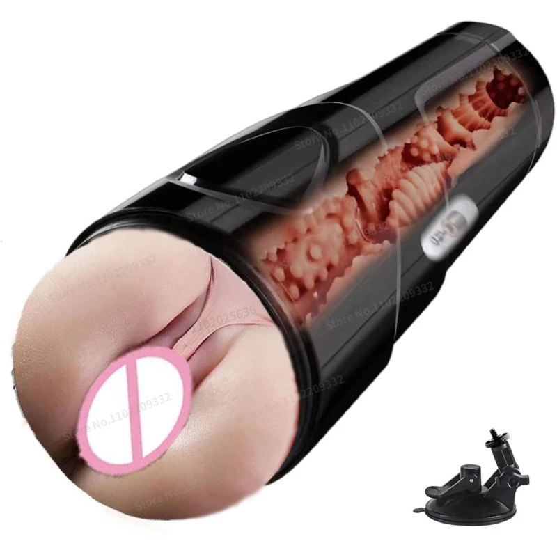 Male Automatic Masturbation Cup Real Vagina Silicone Vibrating Blowjob Machine Male Sucking Pocket Pussy Adult Sex Toy for Men