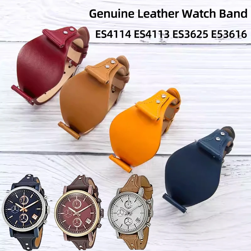 Fossil Es4114 Es4113 Es3625 Es3616 퀵 릴리스 정품 가죽 시계 밴드 18mm 여성용 스트랩 소 가죽 팔찌 액세서리