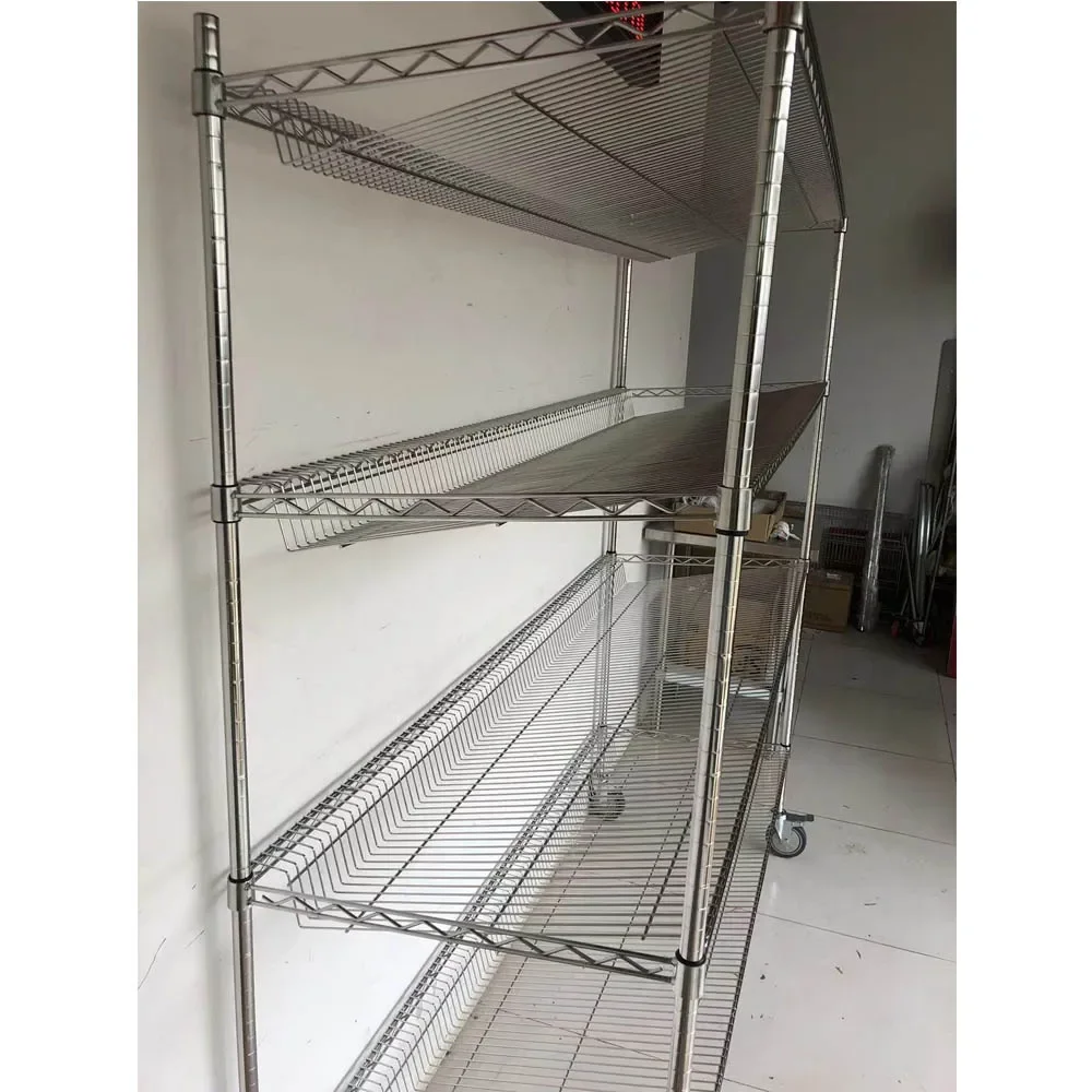 

Inclined wire rack starter shelf 4-layer fixed wire rack unit organization shelf