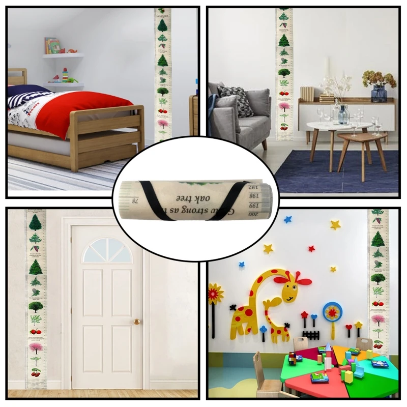 Growth Chart Wall Hanging Height Ruler Plants Designs Waterproof Measuring Growth Height Chart Ruler for Kids Room Decor