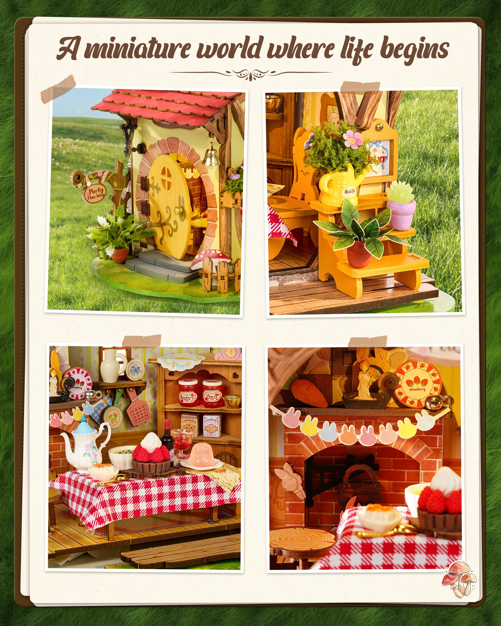 Rolife Fluffy Grove Wooden Dol - Diy Miniature Dollhouse Kit Book Nook recension och pris