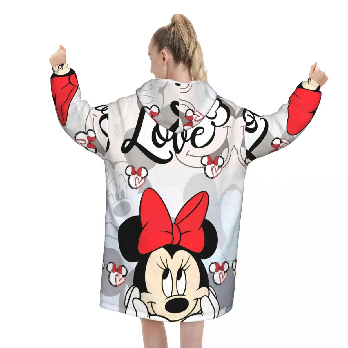 ميني ماوس Kawaii بطانية هوديي كبيرة الحجم يمكن ارتداؤها بطانية دافئة هدايا للنساء الفتيات الصديقة