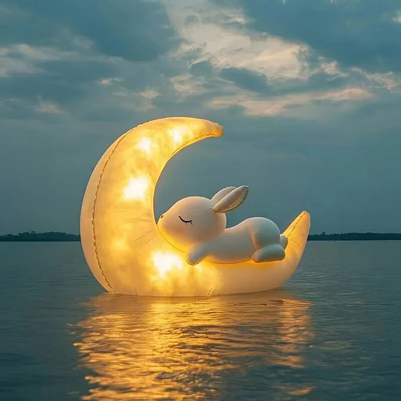 

Inflatable logo Customized Luminous Moon Gas Model Mid Autumn Festival Shopping Mall Activity Hanging PVC Rabbit Shape