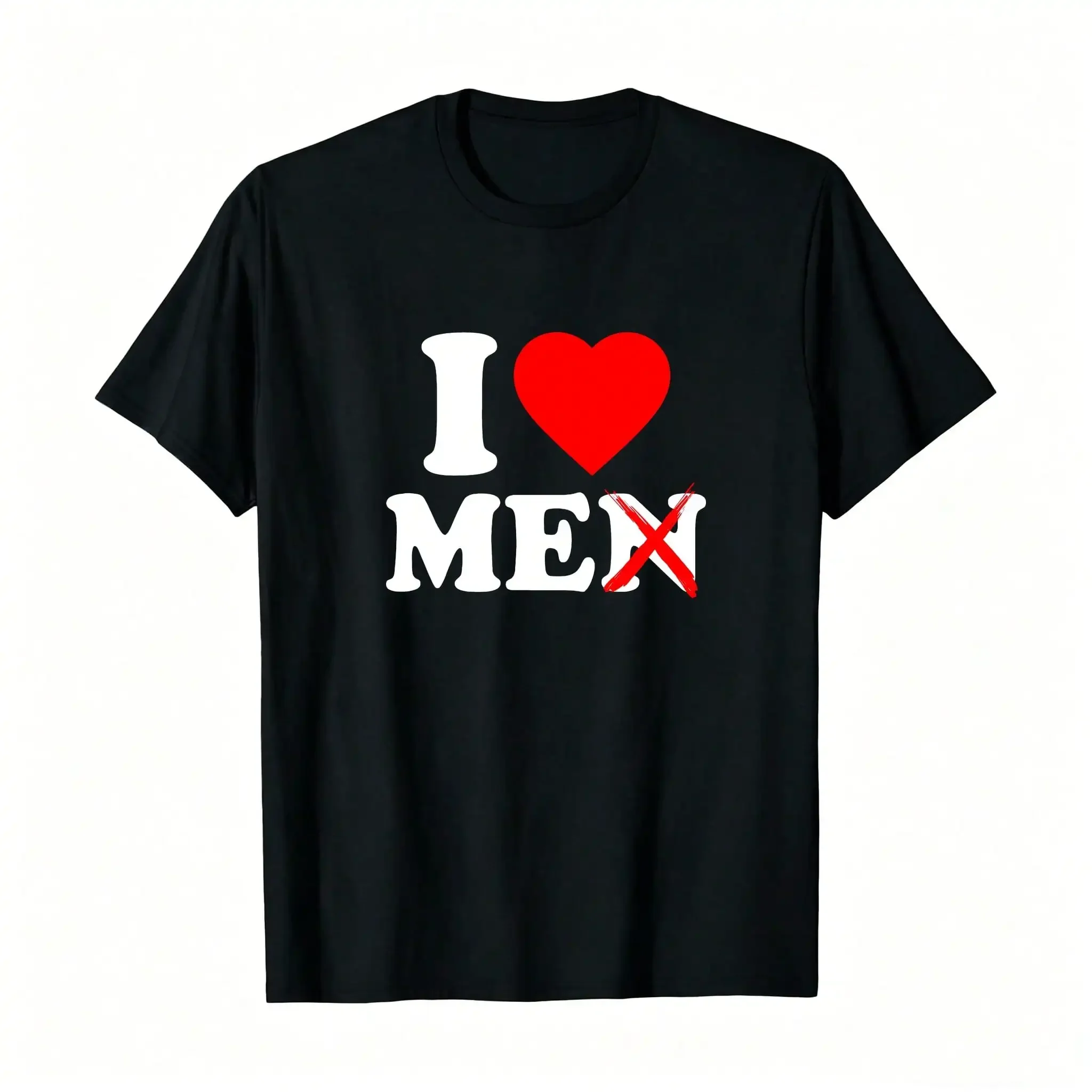 I Love Men Me . I Love Me . I Heart Me Y2k T-ShirtMen's Minimalist Luxury T-Shirt - Streetwear Top, Wrinkle-Free Business Casual, Day To Night Elevated Basics_,Breathable And Comfortable Short-Sleeved Round-Neck Top, Suitable For All Seasons,