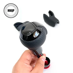 1PCS Leather with Hole with Red Frame Model S logo Gear Shift Knob Ball with Dust Cover for Audi A6 C7 VW Golf MK6 MK7 R GTI