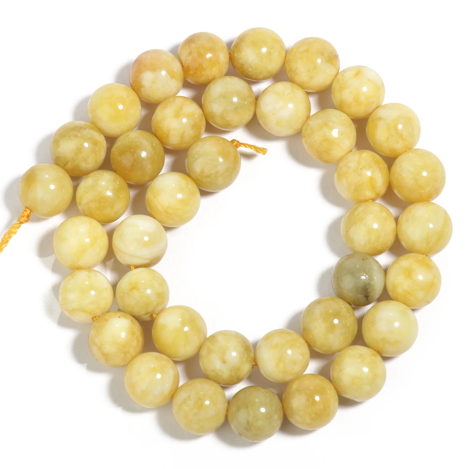 6/8/10mm Natural Jade Beads Yellow Chalcedony Stone Round Smooth for Jewelry Making DIY Bracelet Loose Spacer Beads Accessories